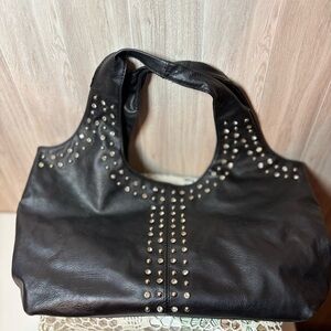Stephanie Nicole Elegant Black Studded Shoulder Bag